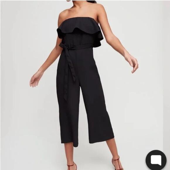 Artizia Babaton Black Flutter Strapless Ruffle Jumpsuit Size 0 - Picture 14 of 14